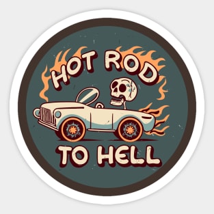 Hot Rod to Hell Skull Sticker